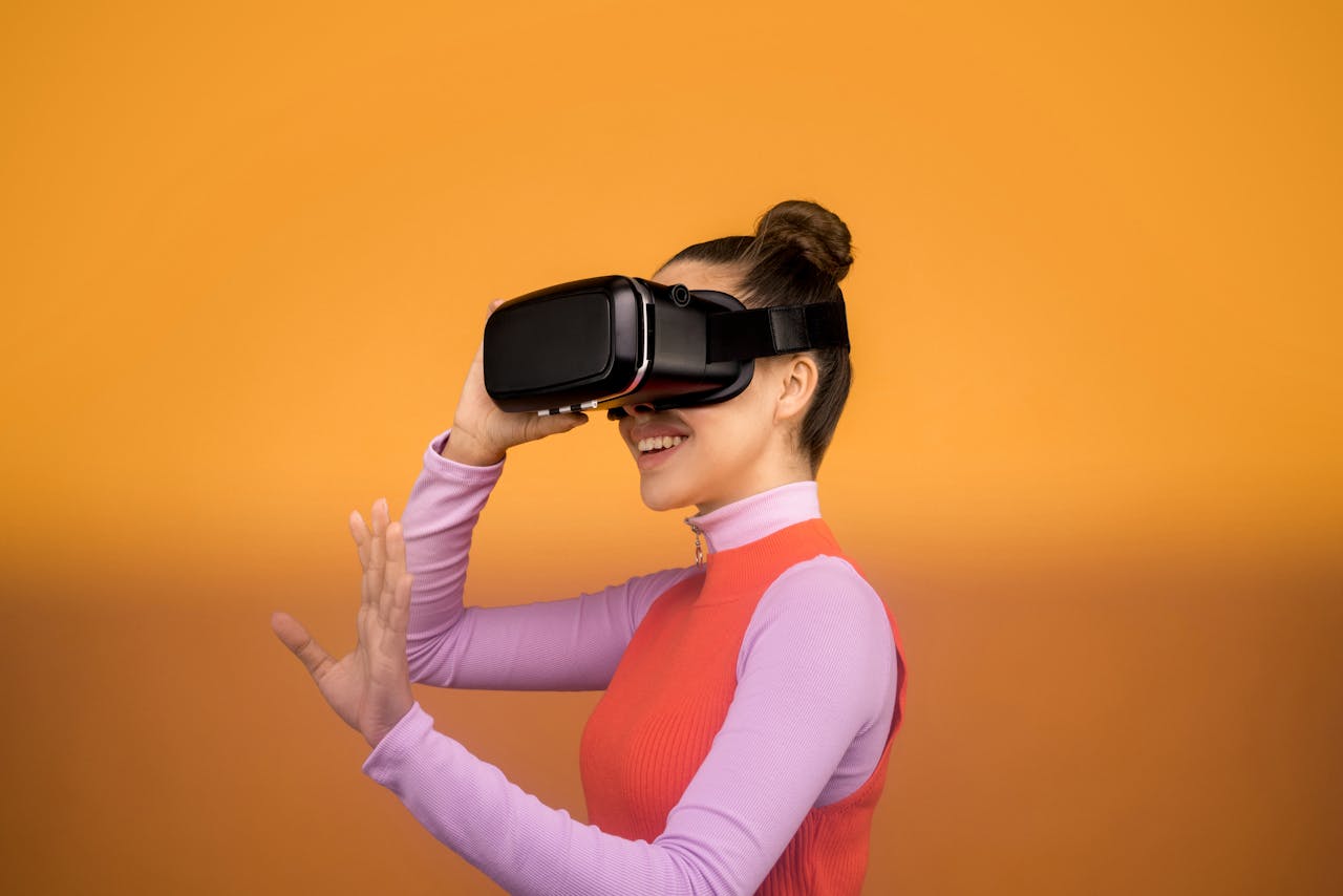 Woman using VR glasses